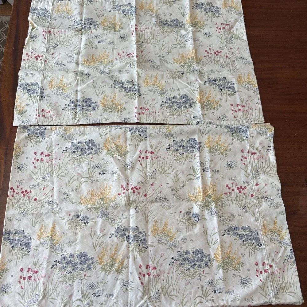 L.L. Bean Full Sheet Set 4 Piece Standard 100% Cotton Botanical Wildflower Vint.